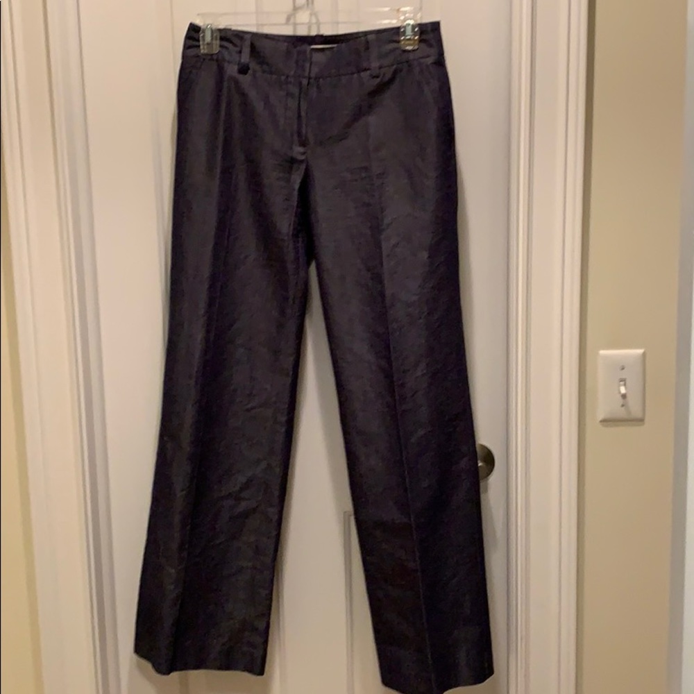 Trina Turk Linen Blend Mid Rise Gray Trousers